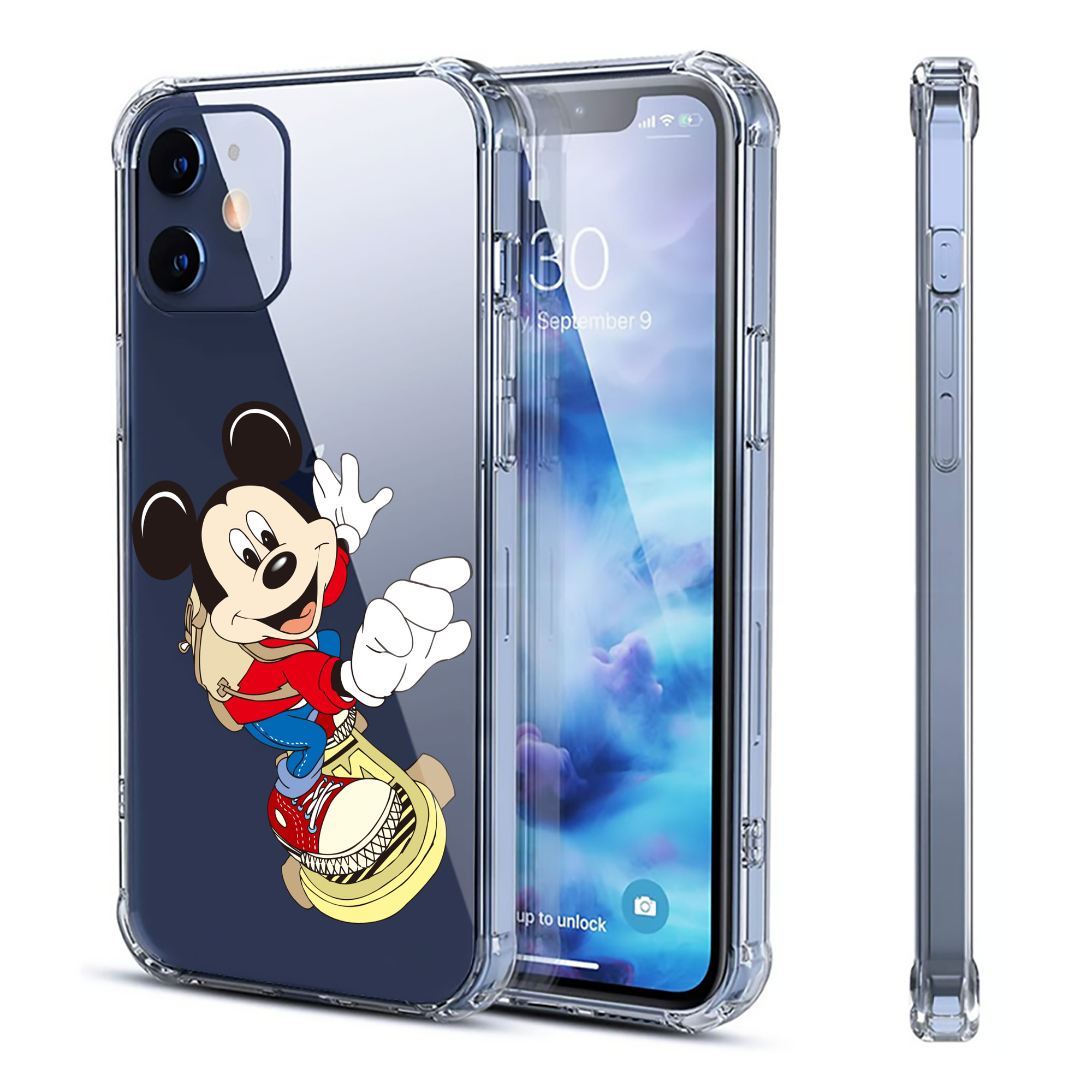 （画像用） ミッキーマウス Mickey Mouse 【iPhone 12シリーズ対応】透明スマホケース（クリアソフトケース）